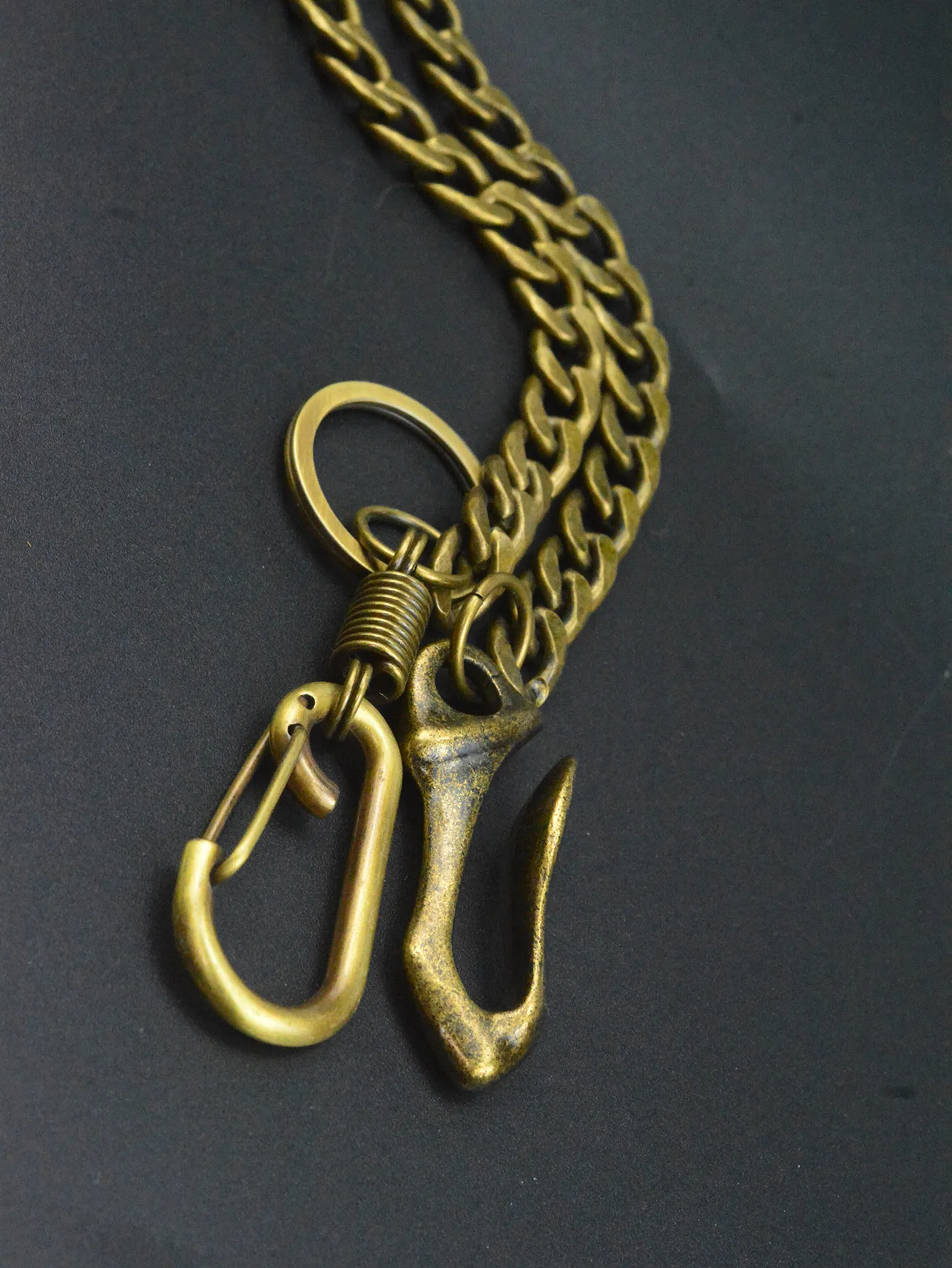 Gothic Chunky Bronze Jeans Wallet Chain Keychain Metal NK 10mm Spring Carabiner Buckle Clips Belt Chain U Hook