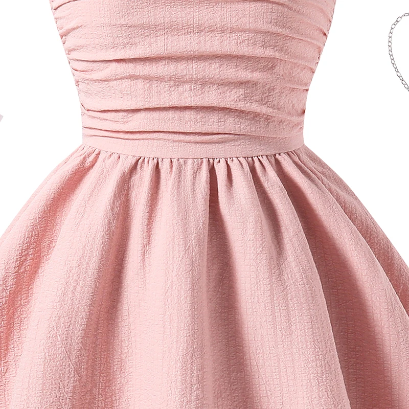 Kids Set Solid Pink Tiered Sling Princess Dress Sweet Style Tween Girls Dress Birthday Party Dating Clothes