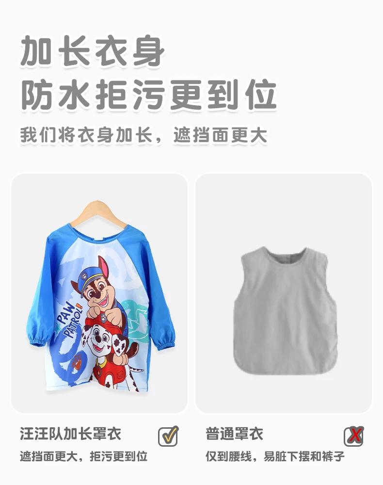 1PC Genuine Paw Patrol Waterproof Eating Smock Infant Toddler Baby Cartoon Long Sleeve Art Apron Feeding Bib for Boys Girls