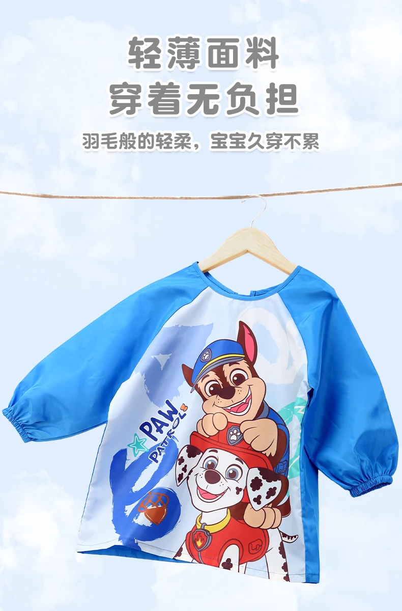 1PC Genuine Paw Patrol Waterproof Eating Smock Infant Toddler Baby Cartoon Long Sleeve Art Apron Feeding Bib for Boys Girls