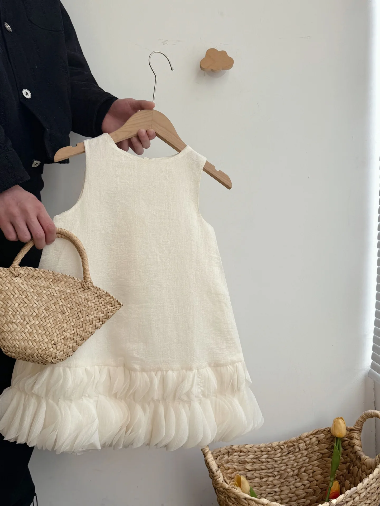 2025 Summer Girls' Dress Yarn Skirt Girls Korean Western Style Tank Top Skirt Fashion Flower Bud Princess Skirt