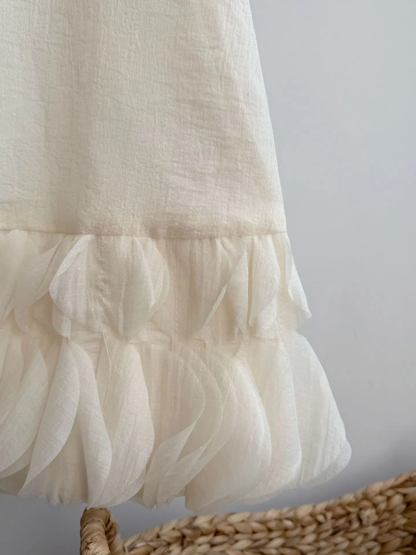 2025 Summer Girls' Dress Yarn Skirt Girls Korean Western Style Tank Top Skirt Fashion Flower Bud Princess Skirt
