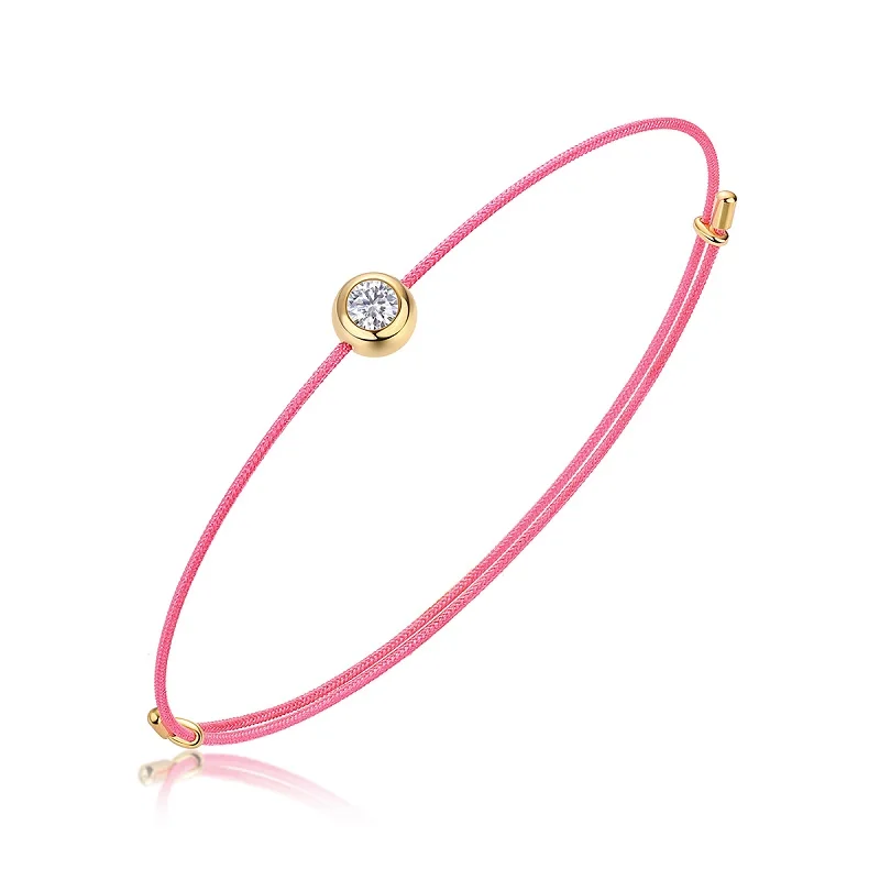 JIUZUAN D Color VVS1 Moissanite Bracelet, GRA Certified, 0.3Ct Lab Diamond, Adjustable Cord in 6 Colors, Elegant Jewelry for Wom