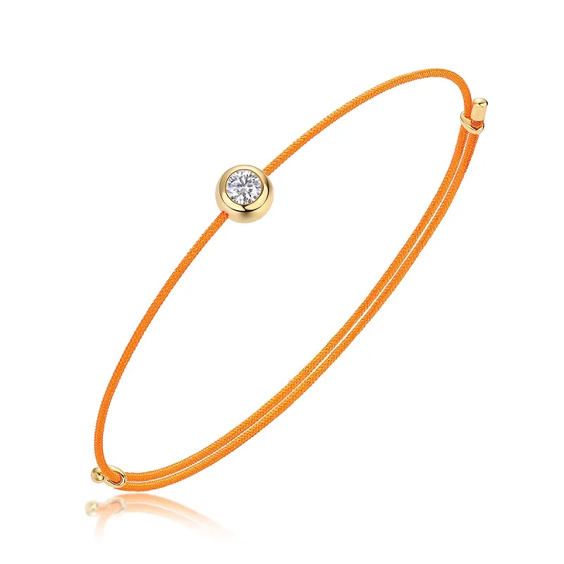 JIUZUAN D Color VVS1 Moissanite Bracelet, GRA Certified, 0.3Ct Lab Diamond, Adjustable Cord in 6 Colors, Elegant Jewelry for Wom