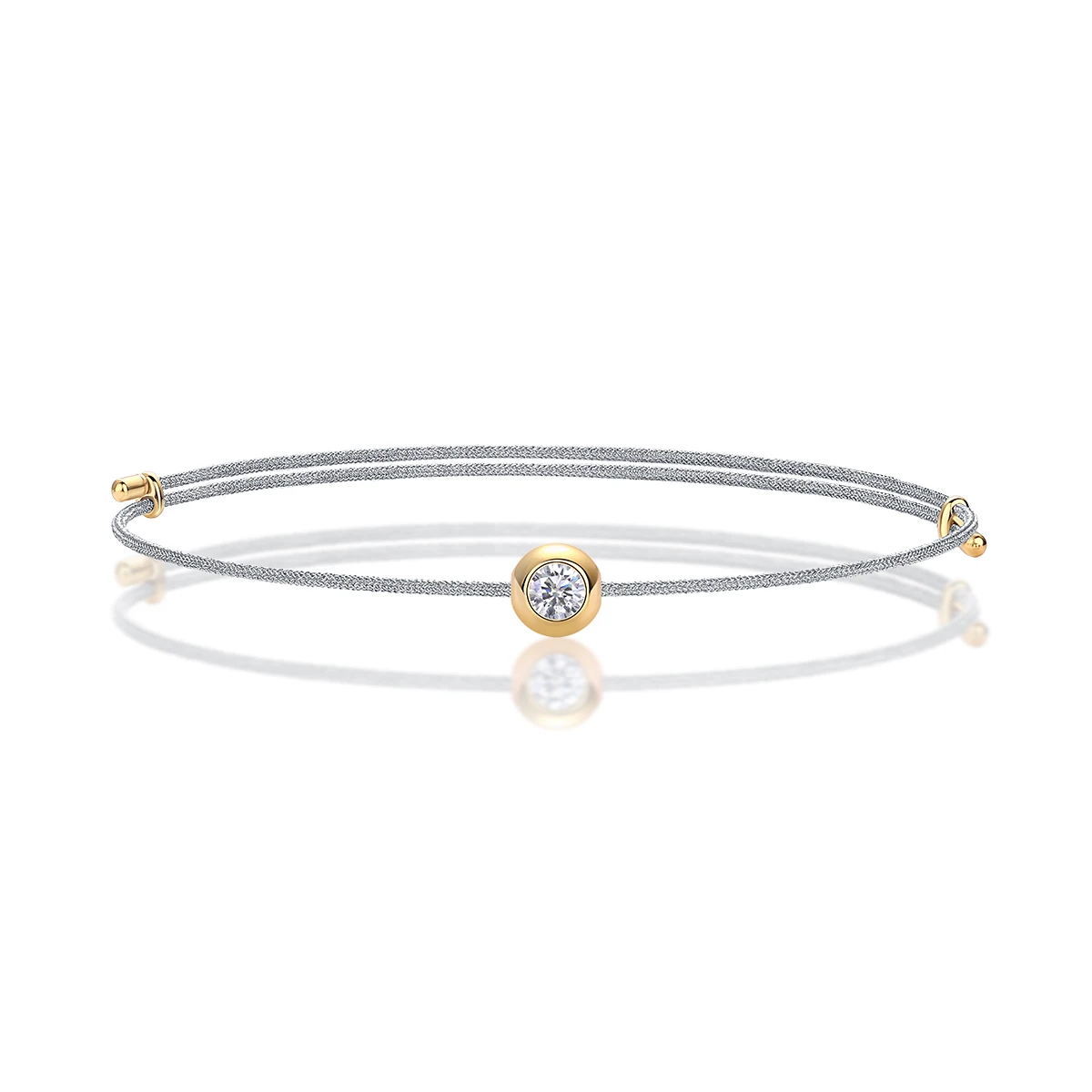 JIUZUAN D Color VVS1 Moissanite Bracelet, GRA Certified, 0.3Ct Lab Diamond, Adjustable Cord in 6 Colors, Elegant Jewelry for Wom