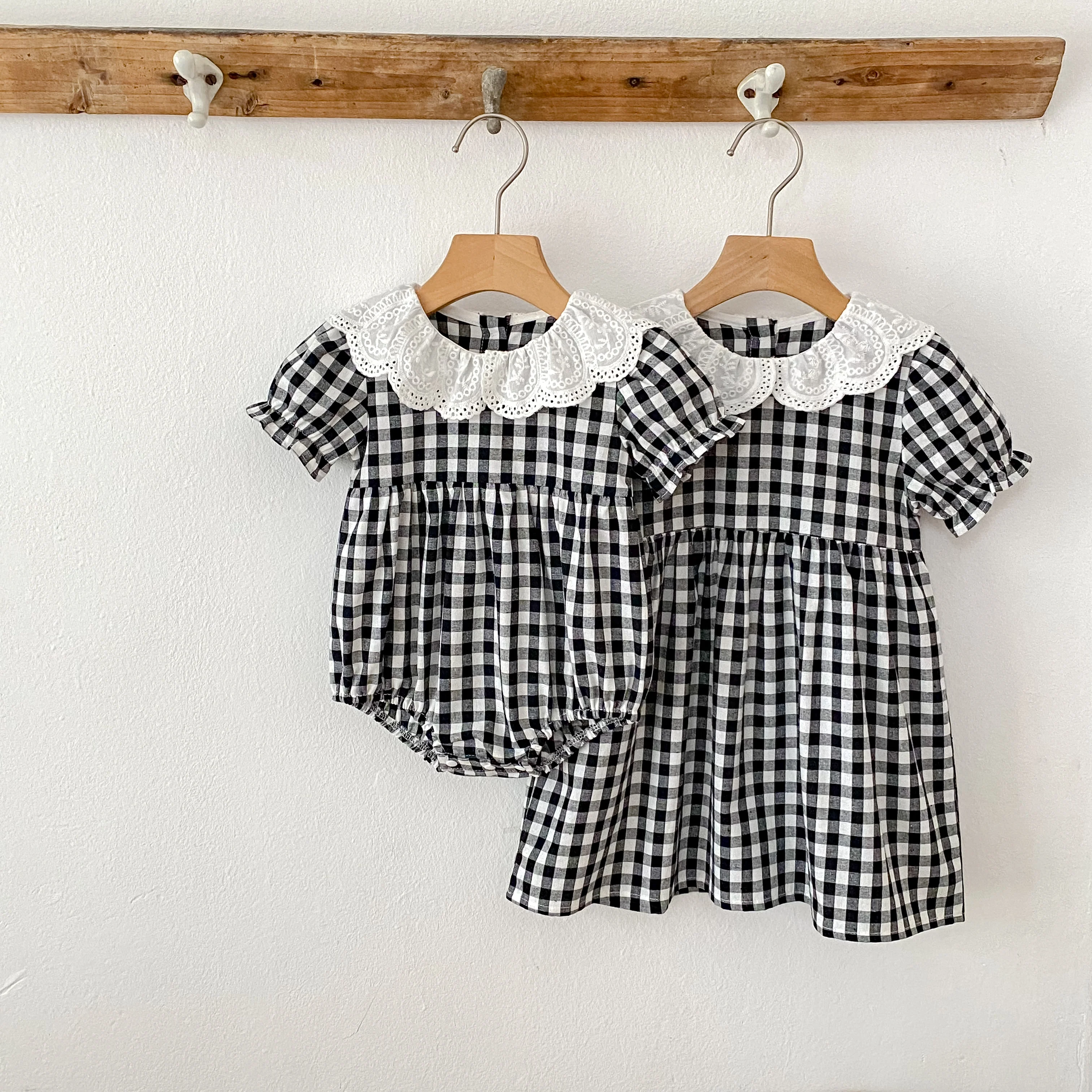 0-6Y Sister Clothes Dress Summer Newborn Baby Girls Sister Grid Dress Toddler Jumpsuit Baby Clothes Infant Girls Children Dress