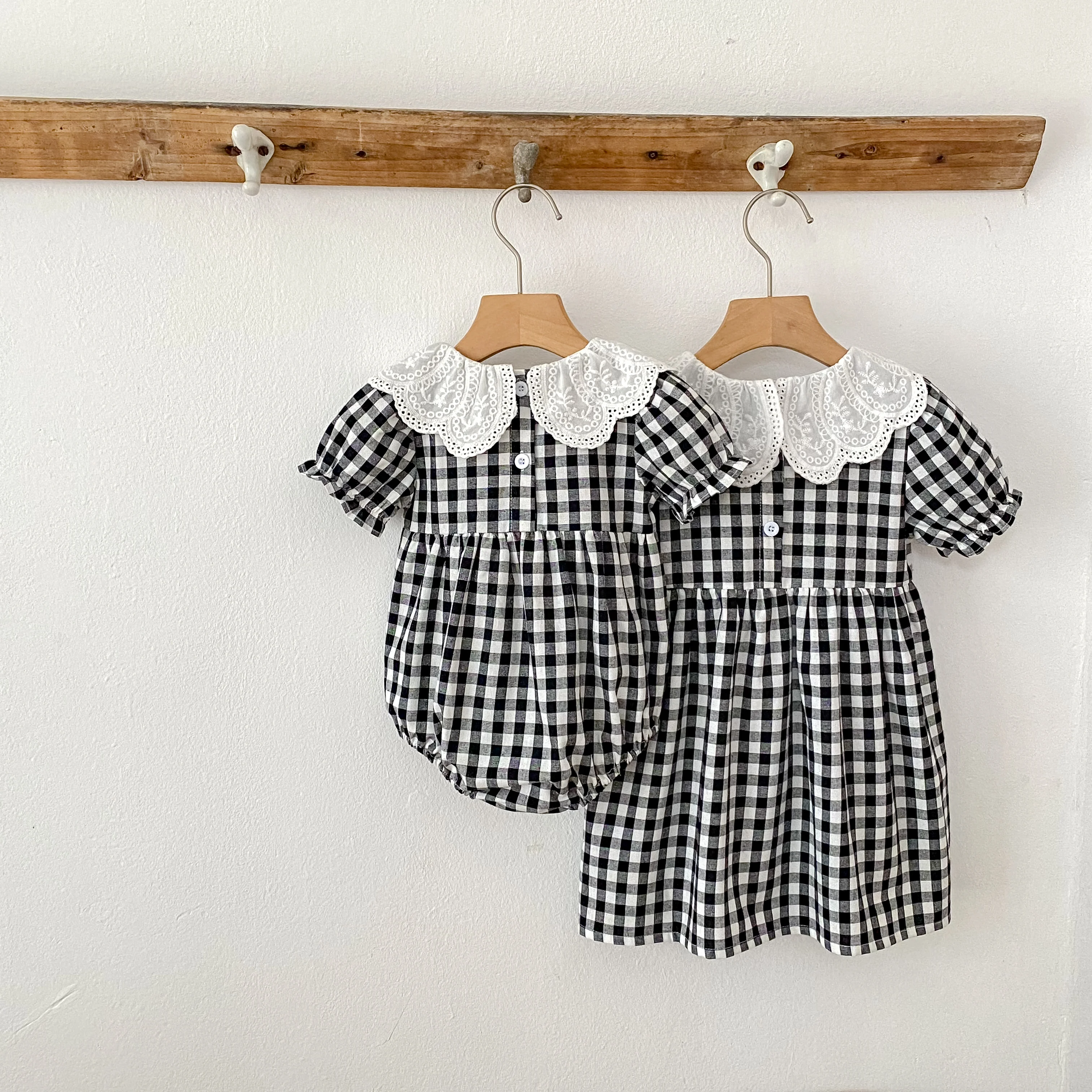 0-6Y Sister Clothes Dress Summer Newborn Baby Girls Sister Grid Dress Toddler Jumpsuit Baby Clothes Infant Girls Children Dress