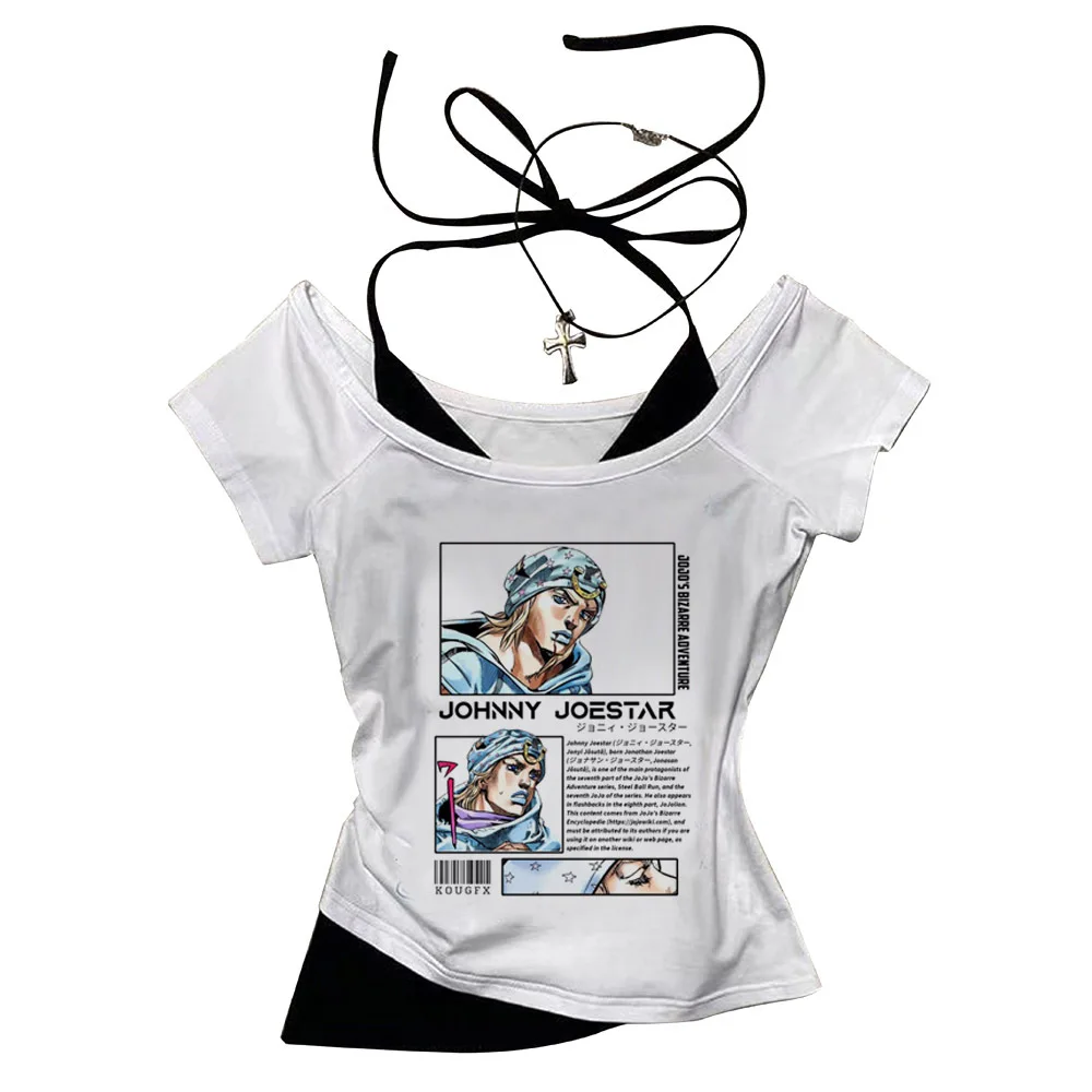 Jojo Bizarre Adventure crop top Aesthetic babydoll Streetwear shoujo girl style Fairy vintage cropped harajuku woman t-shirt