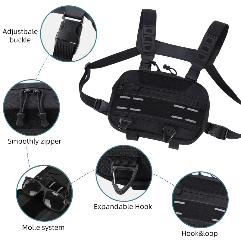 Fishing Chest Bag for Men, Molle Tactical Vest Backpack with Waist Strap Outdoor Climbing, Camping, Hiking Travel Gear  Storage