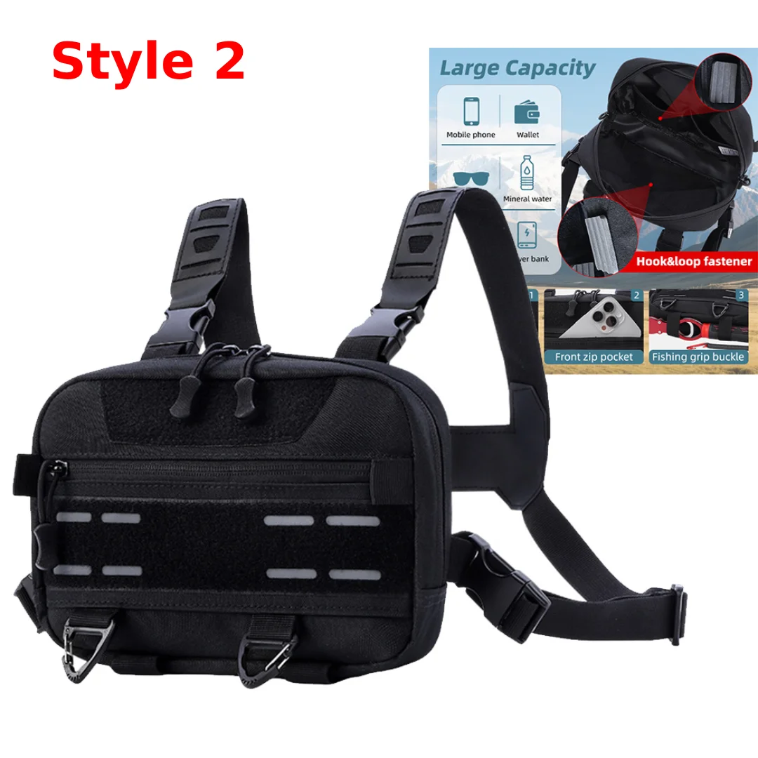 Fishing Chest Bag for Men, Molle Tactical Vest Backpack with Waist Strap Outdoor Climbing, Camping, Hiking Travel Gear  Storage