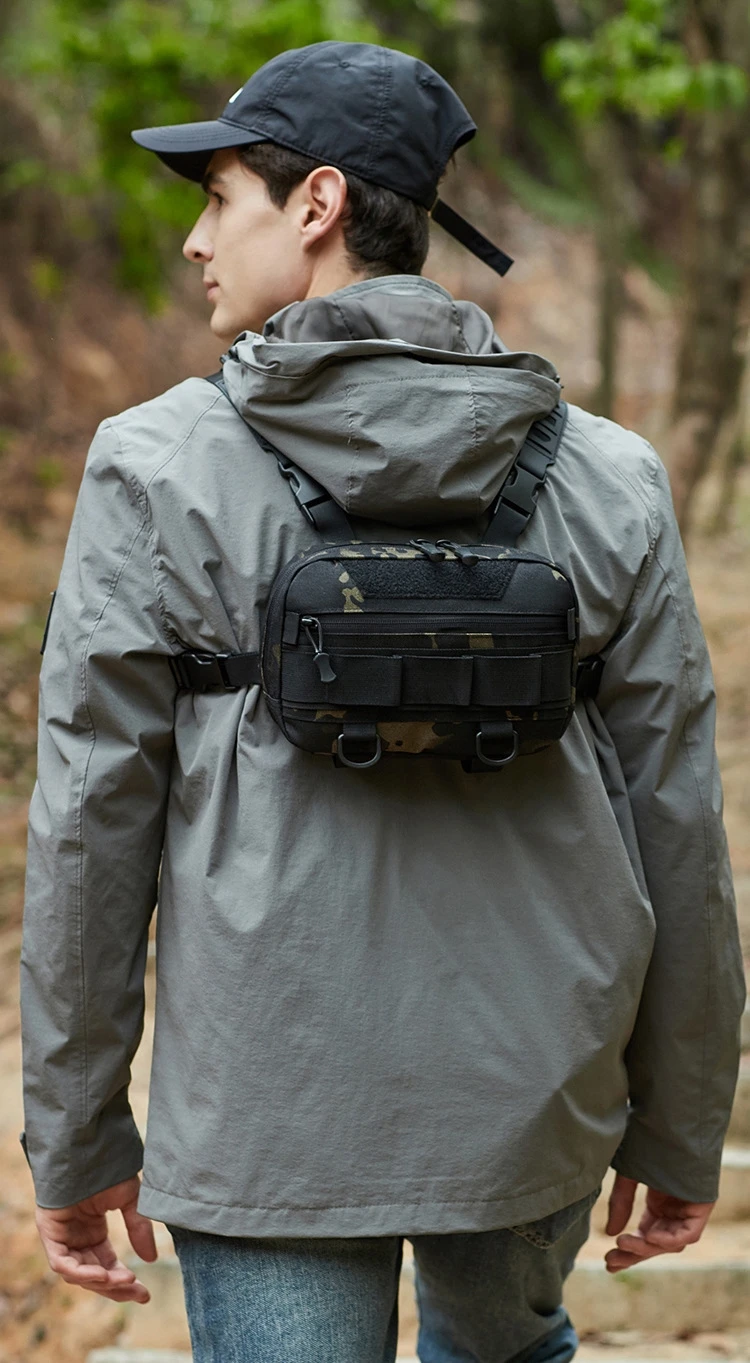 Fishing Chest Bag for Men, Molle Tactical Vest Backpack with Waist Strap Outdoor Climbing, Camping, Hiking Travel Gear  Storage