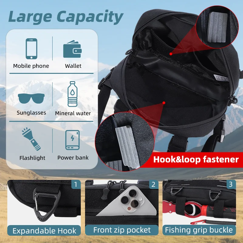 Fishing Chest Bag for Men, Molle Tactical Vest Backpack with Waist Strap Outdoor Climbing, Camping, Hiking Travel Gear  Storage