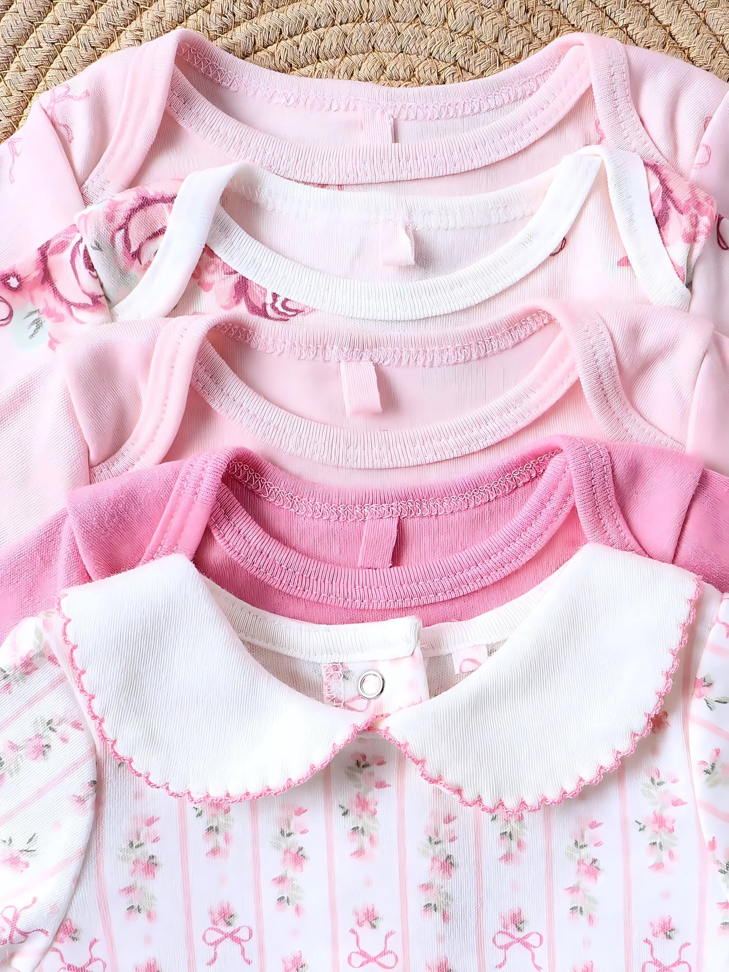Girl Clothes 5PCS Baby Baby Girls Onesie Summer Cotton Fabric Short-Sleeved Jumpsuit Newborn Baby Clothes 0-9 Months