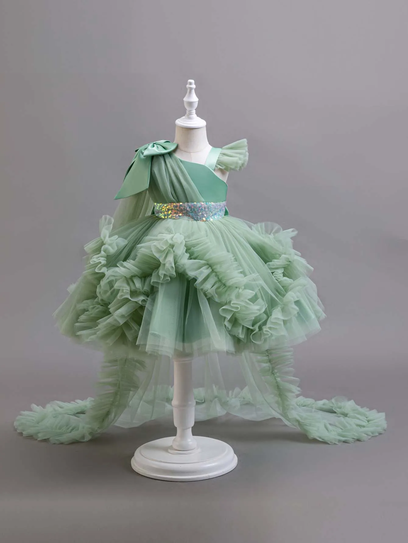 Kids' Lace Formal Dresses | Long Sleeve Ball Gown for Girls | Perfect for Christmas, Pageants & Gala Events