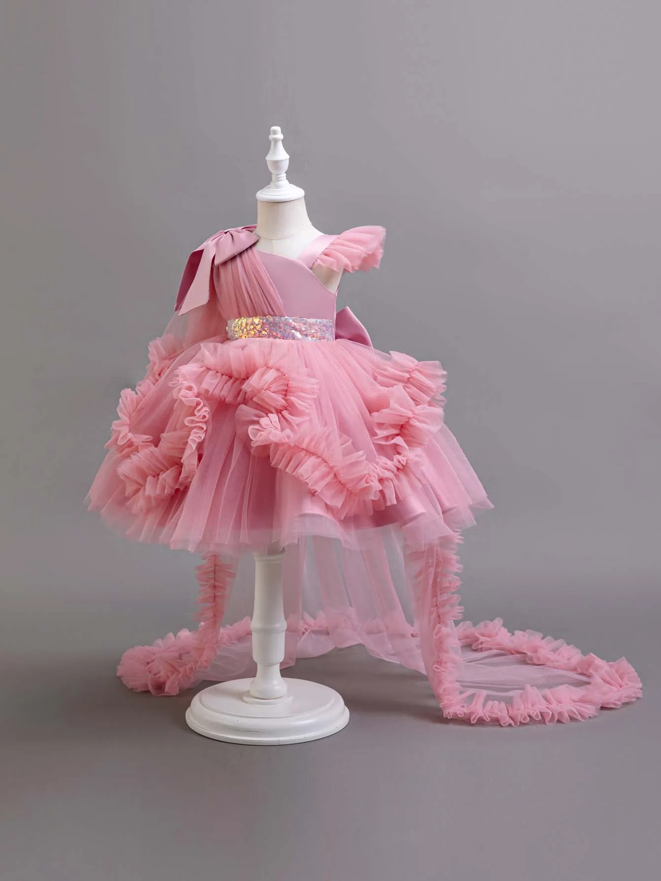 Kids' Lace Formal Dresses | Long Sleeve Ball Gown for Girls | Perfect for Christmas, Pageants & Gala Events