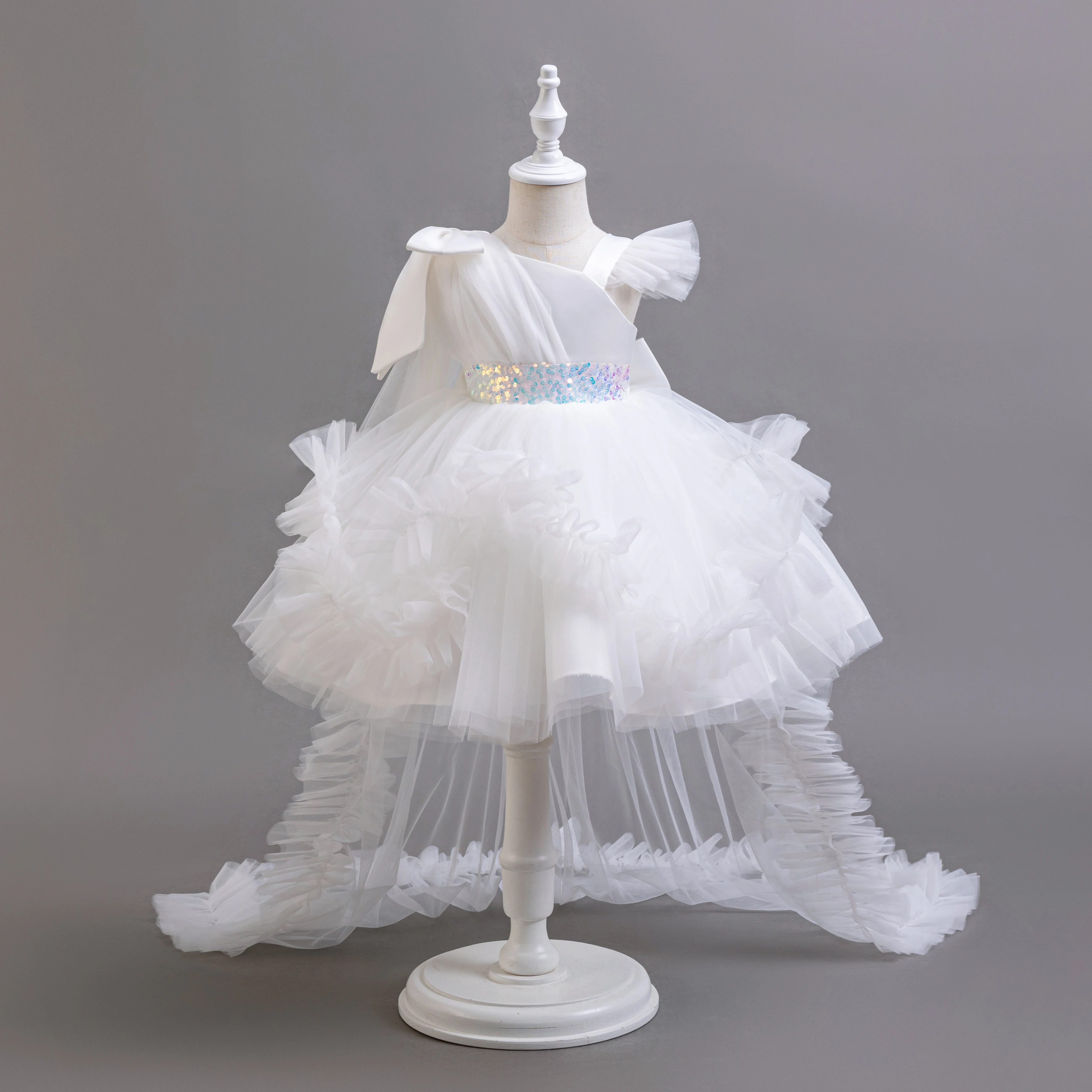 Kids' Lace Formal Dresses | Long Sleeve Ball Gown for Girls | Perfect for Christmas, Pageants & Gala Events