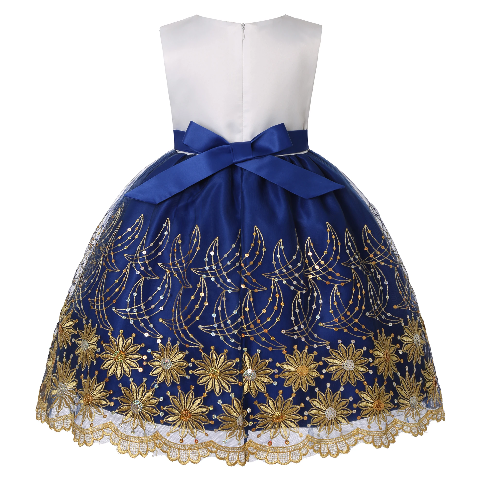 2025 Autumn and Winter New Children's Mesh Gold Sequins Embroidered Bow Tie Dress Princess Dress Skirt Wedding Birthday