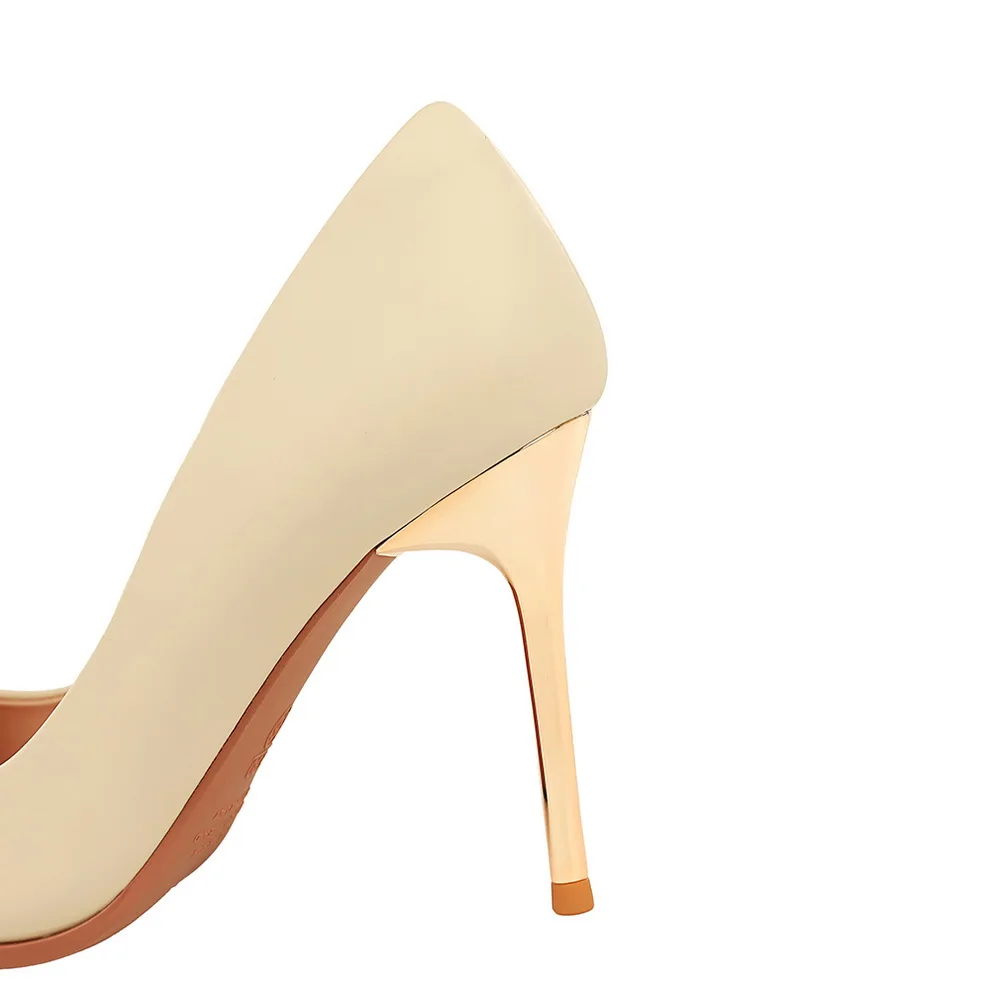 Women 9.5cm High Heels Pumps Lady Party Leather Formal Shoes Metal Thin High Heels Female Elegant Catwalk Shoes