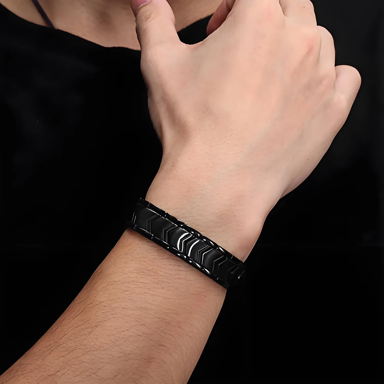 ARADOO Titanium Steel Magnetic Bracelet for Men Arrow Design Stainless Steel Minerals Wristband Jewelry Gifts