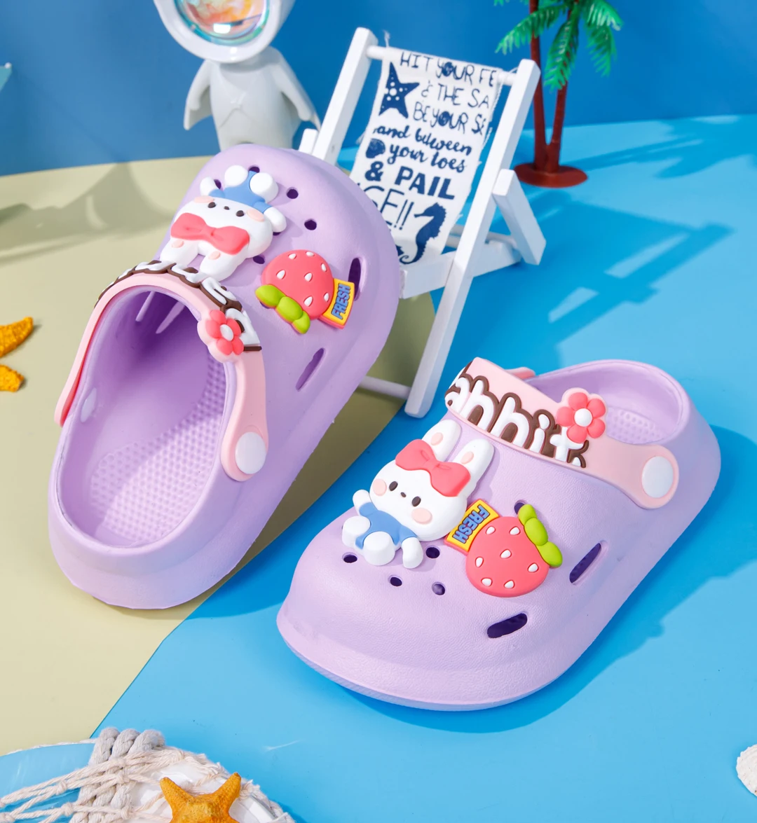 Children’s Garden Shoes Sandals Lightweight Anti-slip Hollow For Girls & Boys Cartoon Slip On Closed Toe Clogs Kids‘ Slippers