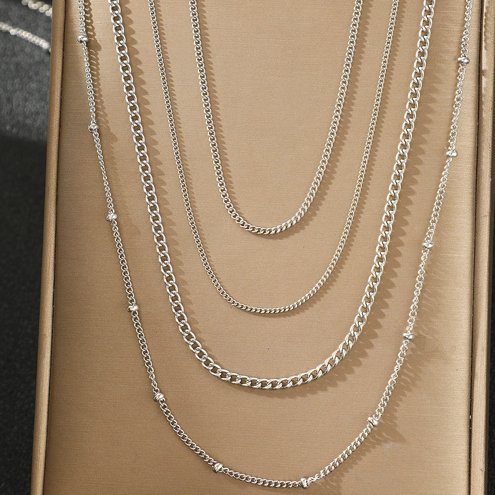 DOTIFI Stainless Steel Necklace Simple Fashion Four Layers Can Be Stacked Wear Collarbone Chain Commuter Personalized Jewelry