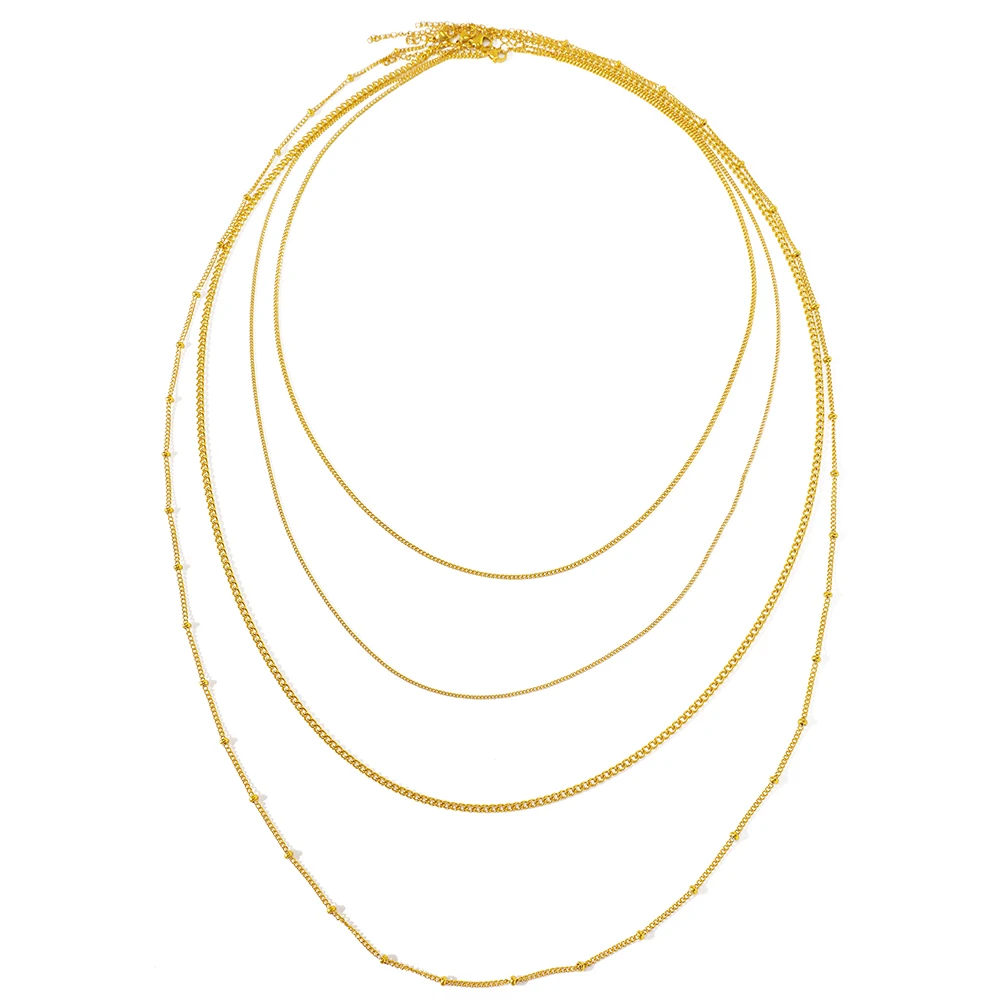DOTIFI Stainless Steel Necklace Simple Fashion Four Layers Can Be Stacked Wear Collarbone Chain Commuter Personalized Jewelry