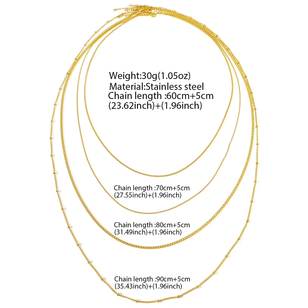 DOTIFI Stainless Steel Necklace Simple Fashion Four Layers Can Be Stacked Wear Collarbone Chain Commuter Personalized Jewelry