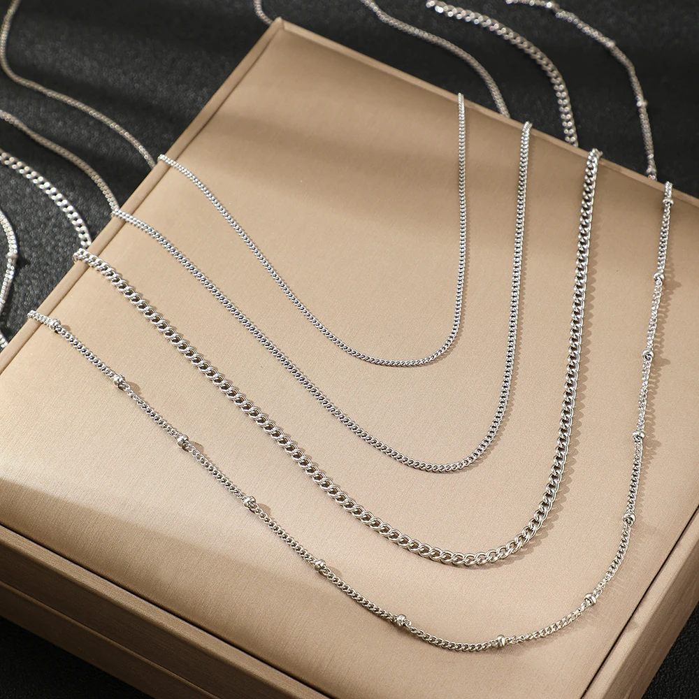 DOTIFI Stainless Steel Necklace Simple Fashion Four Layers Can Be Stacked Wear Collarbone Chain Commuter Personalized Jewelry