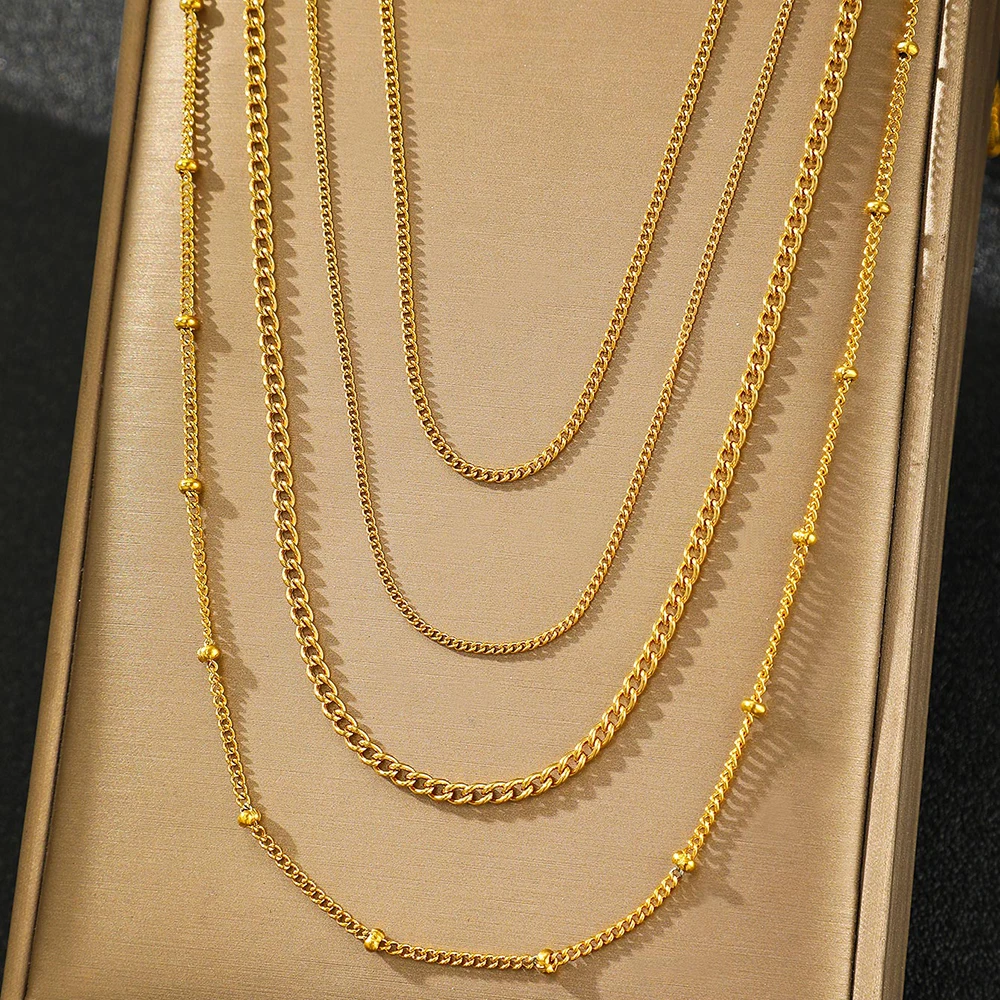 DOTIFI Stainless Steel Necklace Simple Fashion Four Layers Can Be Stacked Wear Collarbone Chain Commuter Personalized Jewelry