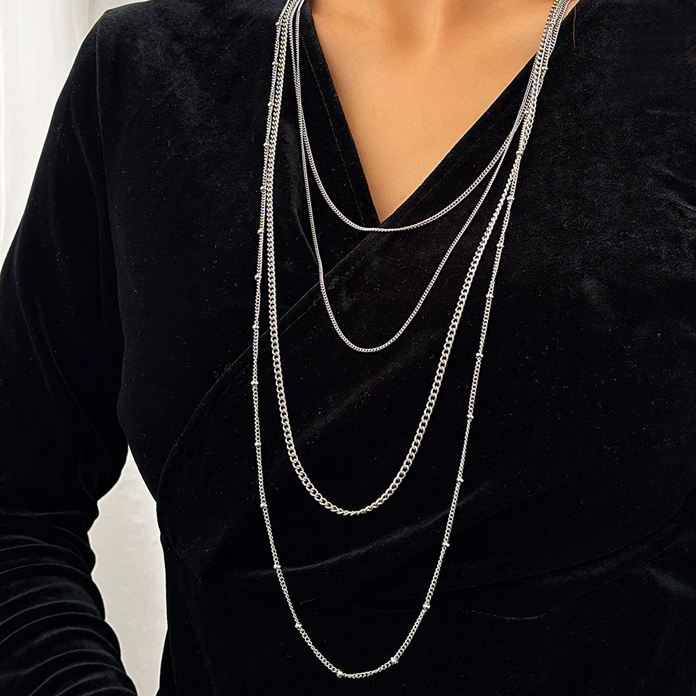 DOTIFI Stainless Steel Necklace Simple Fashion Four Layers Can Be Stacked Wear Collarbone Chain Commuter Personalized Jewelry