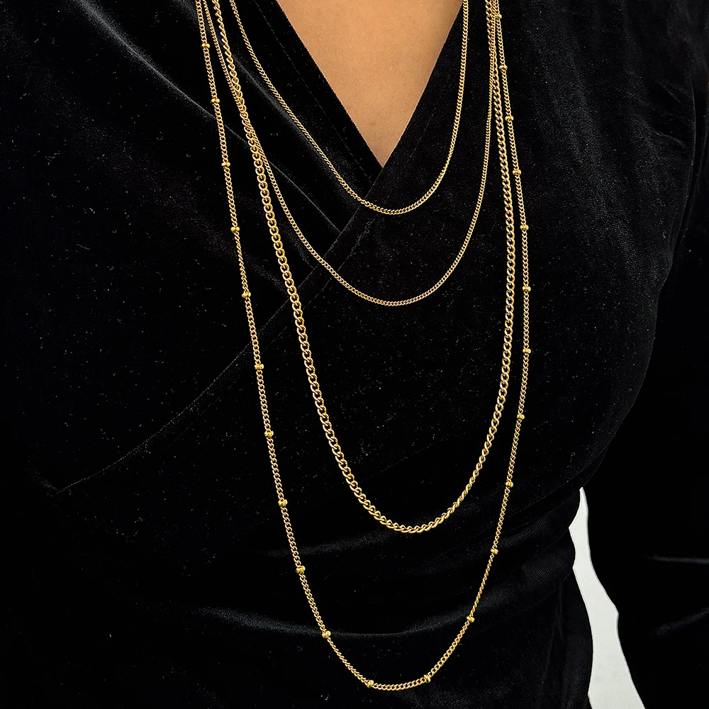 DOTIFI Stainless Steel Necklace Simple Fashion Four Layers Can Be Stacked Wear Collarbone Chain Commuter Personalized Jewelry