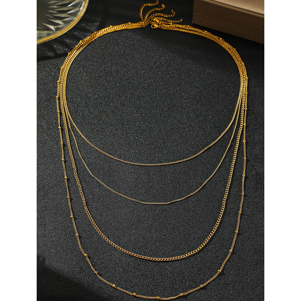 DOTIFI Stainless Steel Necklace Simple Fashion Four Layers Can Be Stacked Wear Collarbone Chain Commuter Personalized Jewelry