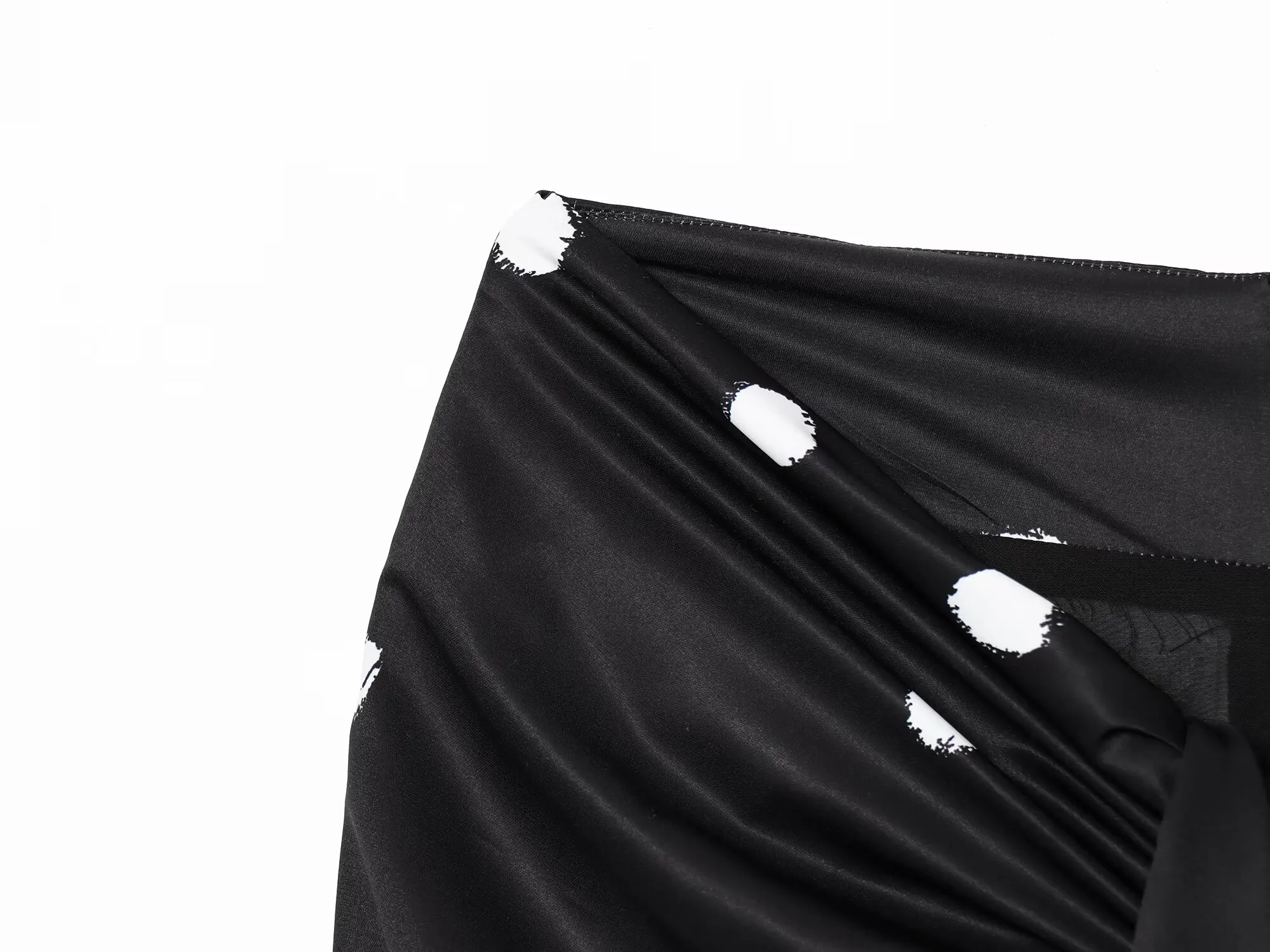 TFAFXY 2025 Polka Dot Skirt Women Wrap Ruched Midi Skirt Woman New Fashion Elegant Long Skirts For Women Party Skirts