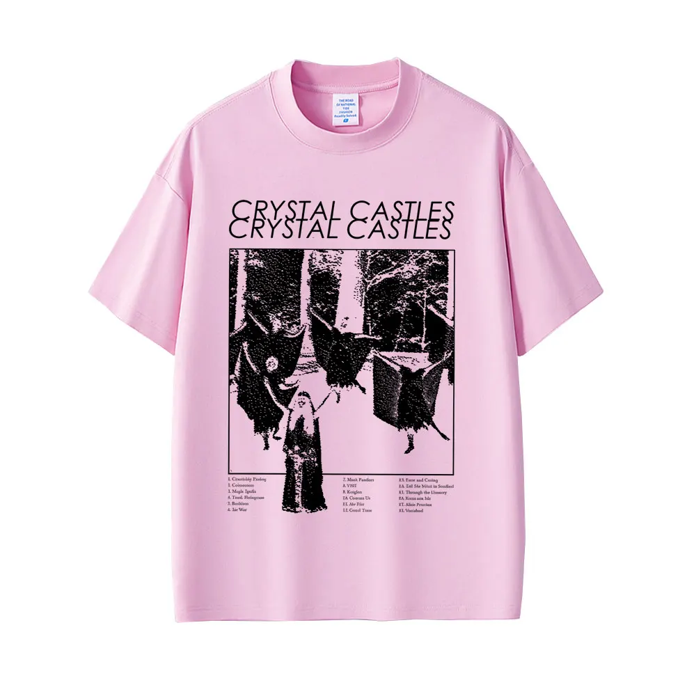 Crystal Castles Band T-shirt Men's Hip Hop Rock Oversized Short Sleeve T-shirts Men Women Vintage Electronic Punk Music T Shirts