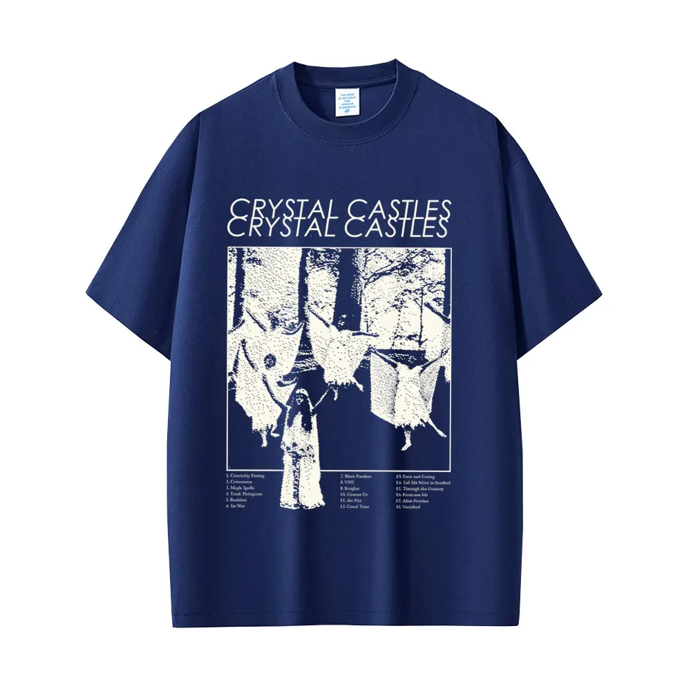 Crystal Castles Band T-shirt Men's Hip Hop Rock Oversized Short Sleeve T-shirts Men Women Vintage Electronic Punk Music T Shirts
