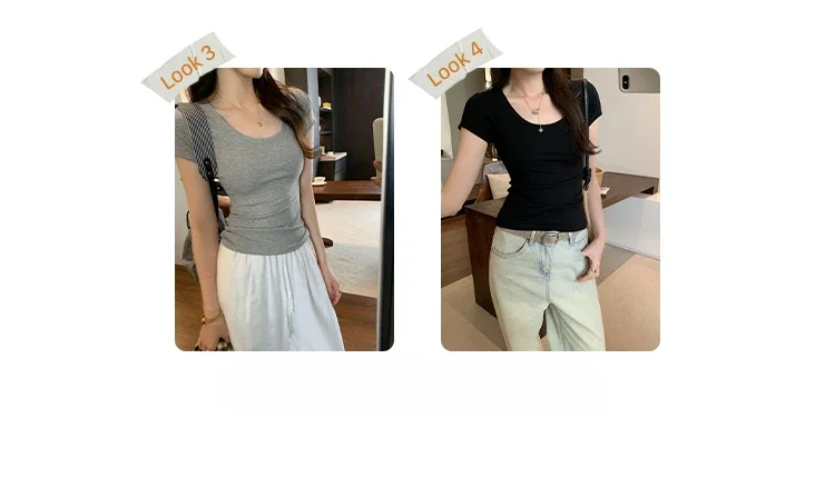 Spring Summer New Short Sleeve T-Shirt Women Solid Simple Casual Soft All-Match Hot Basic Slim Tops Tees Summer Fashion 2026