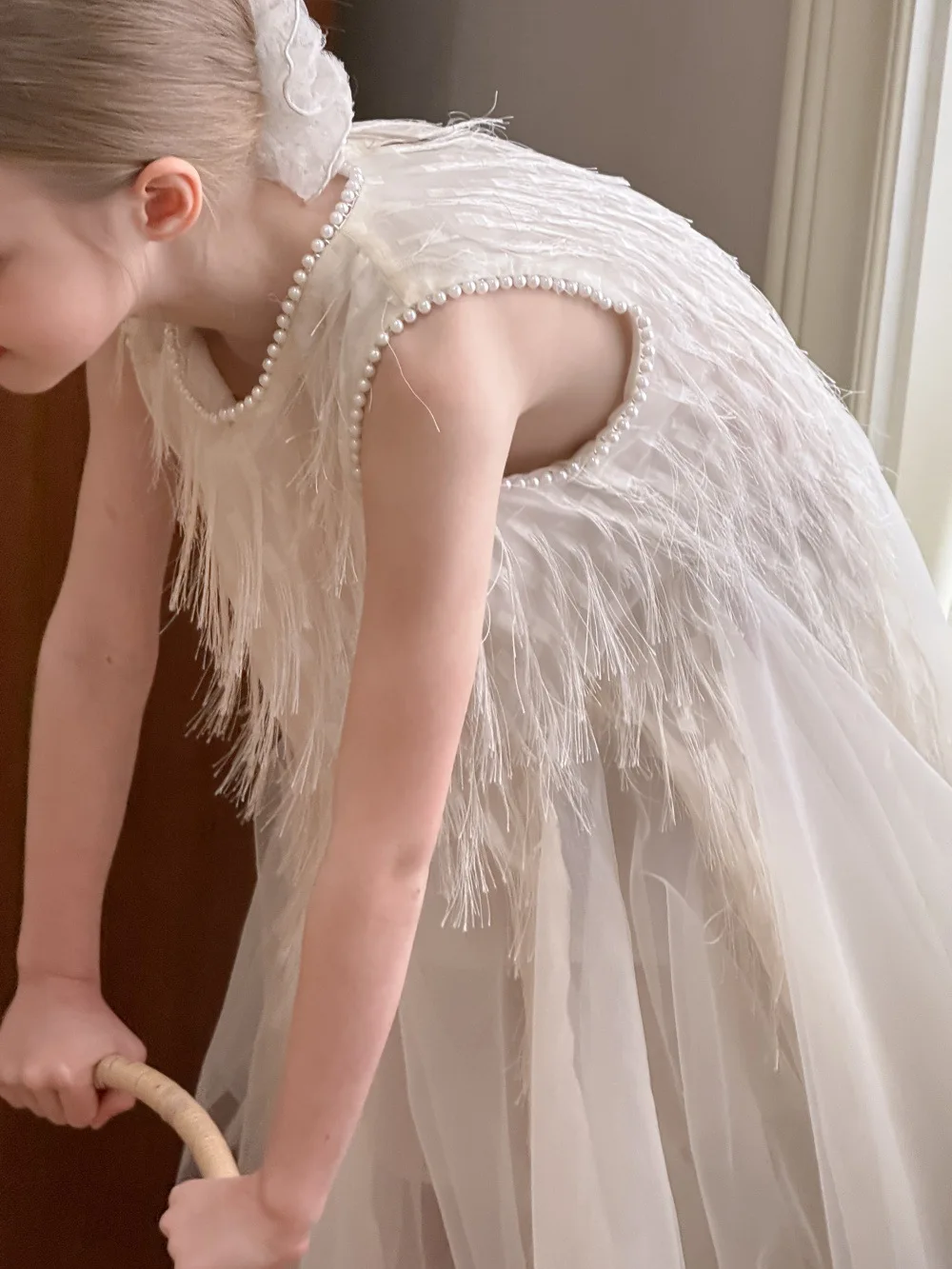 Children Clothing Korean 2026 Girls Summer New Tassel Pearl Vest Dress Little Girl Princess Mesh Dress Trend