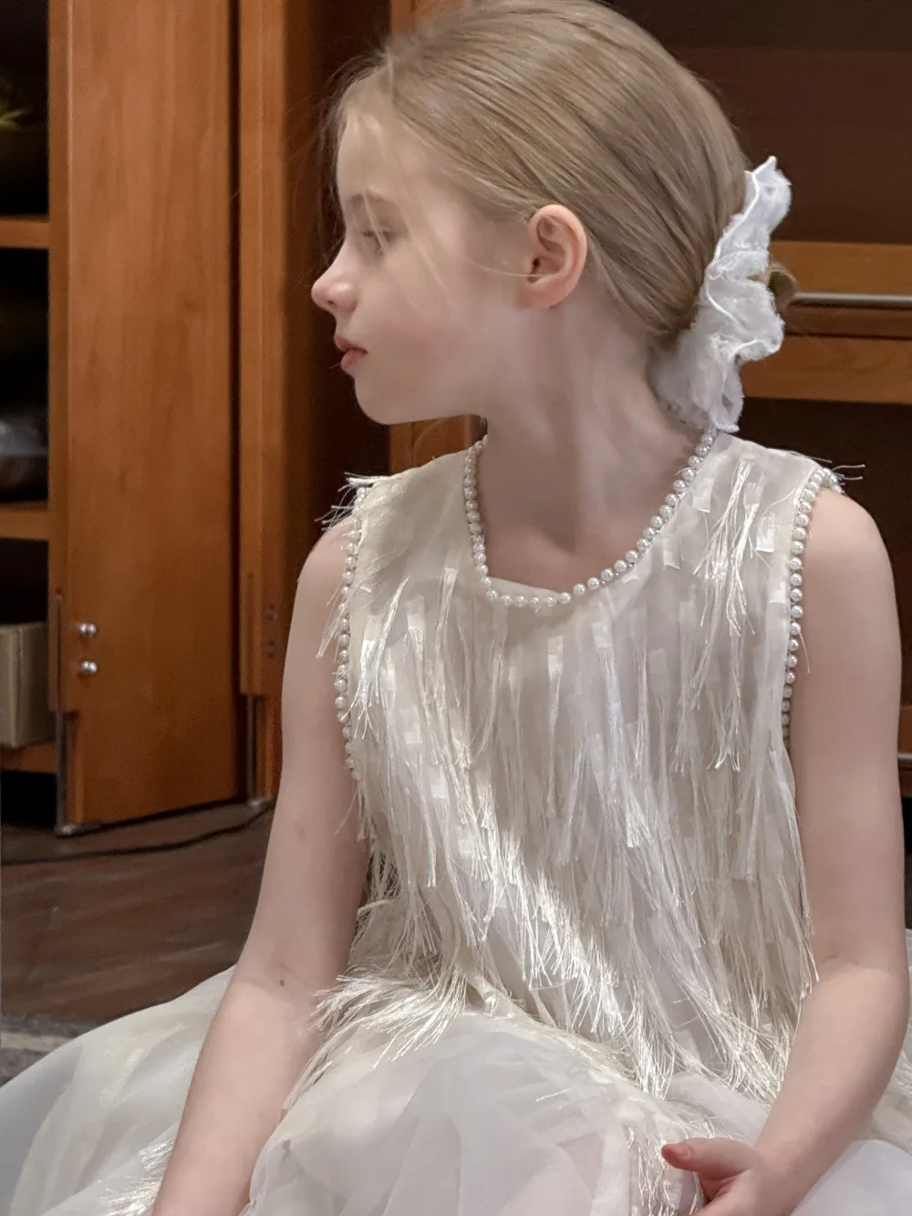 Children Clothing Korean 2026 Girls Summer New Tassel Pearl Vest Dress Little Girl Princess Mesh Dress Trend