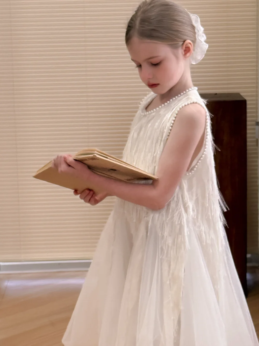 Children Clothing Korean 2026 Girls Summer New Tassel Pearl Vest Dress Little Girl Princess Mesh Dress Trend