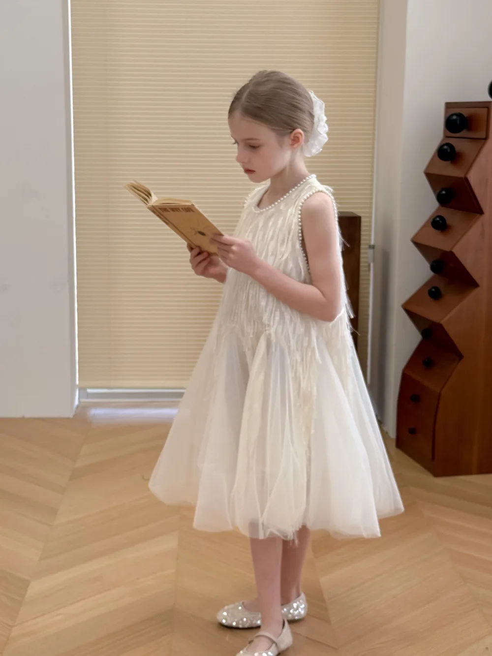 Children Clothing Korean 2026 Girls Summer New Tassel Pearl Vest Dress Little Girl Princess Mesh Dress Trend