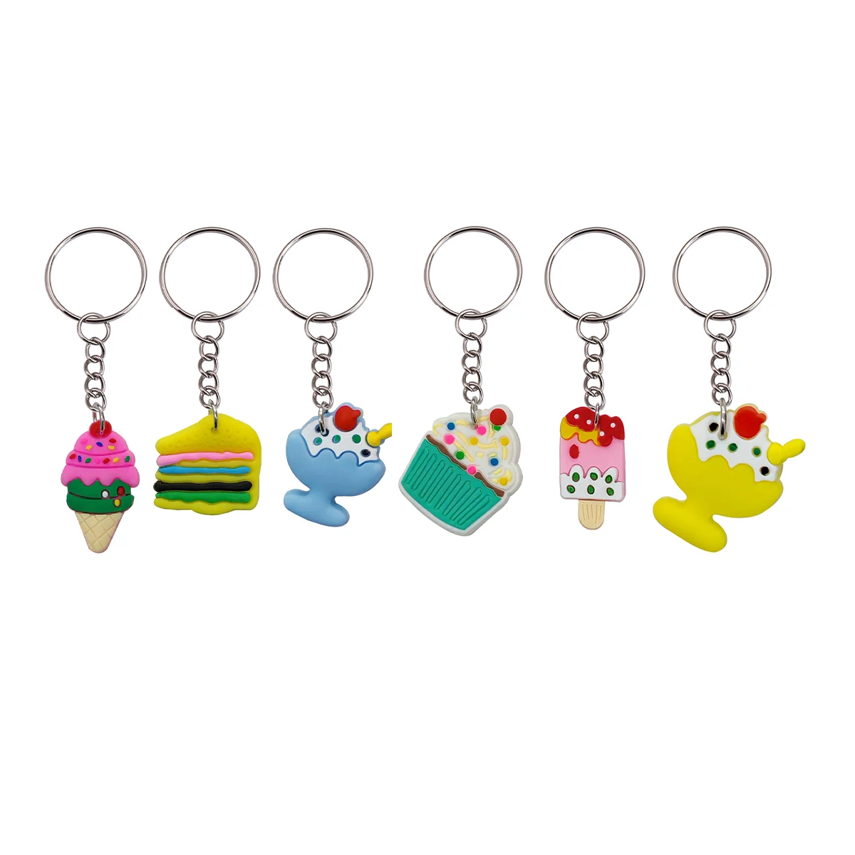 36pcs Cartoon Ice Cream Keychains Cute Ladies Bag Accessories Classroom Prizes Holiday Party Favors Back-to-School Gifts