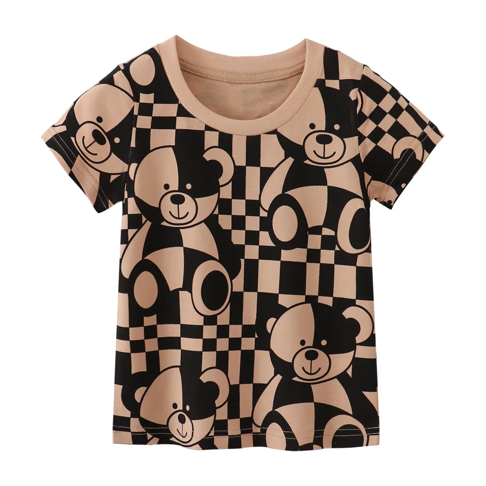 2025 Summer Children Boys T-shirts Cartoon Printed Short Sleeve Thin Cotton Baby Boys Shirts O-necck Versatile Kids Boys Tops
