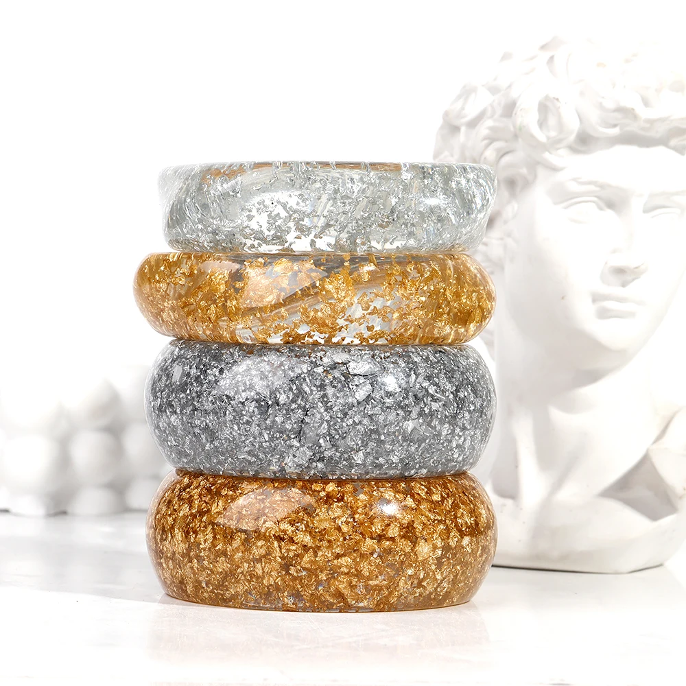 Exaggerated Acrylic Round Chunky Bangle Women Gold Color Glitter Resin Irregular Square Wide Hand Bracelet Trend Jewelry Gift