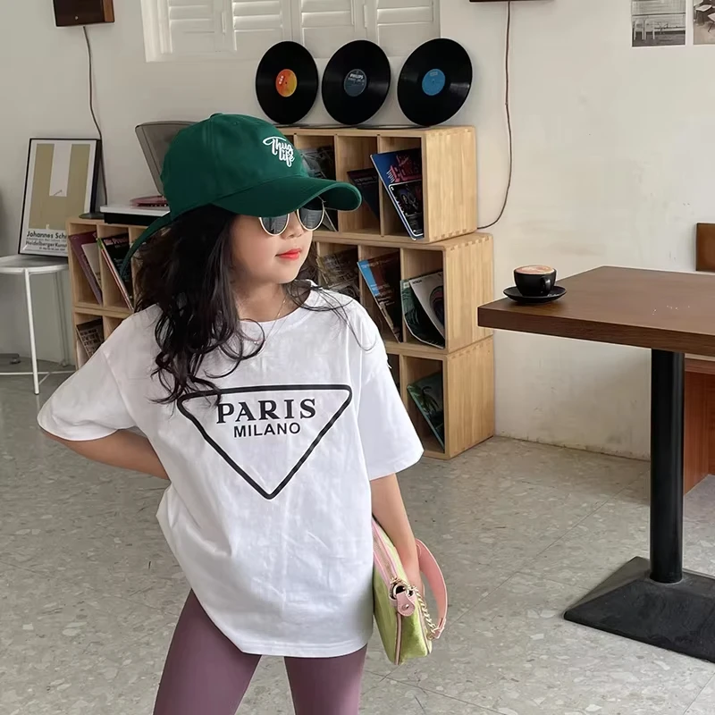 Baby Tee Shirt Summer Girls T Shirt Kids Tops Children Brand Clothes Fashion Casual Letter Print Cotton todder shirt tops tees