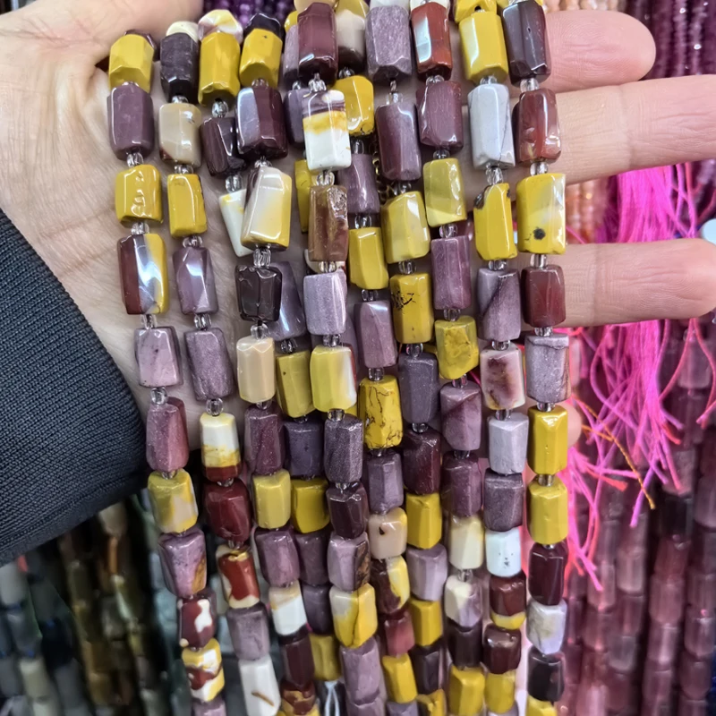Natural Cylinder Stone Bead Colorful White Jaspers Quartzs Tube Charms Beads For Jewelry Making Diy Bracelets Necklace