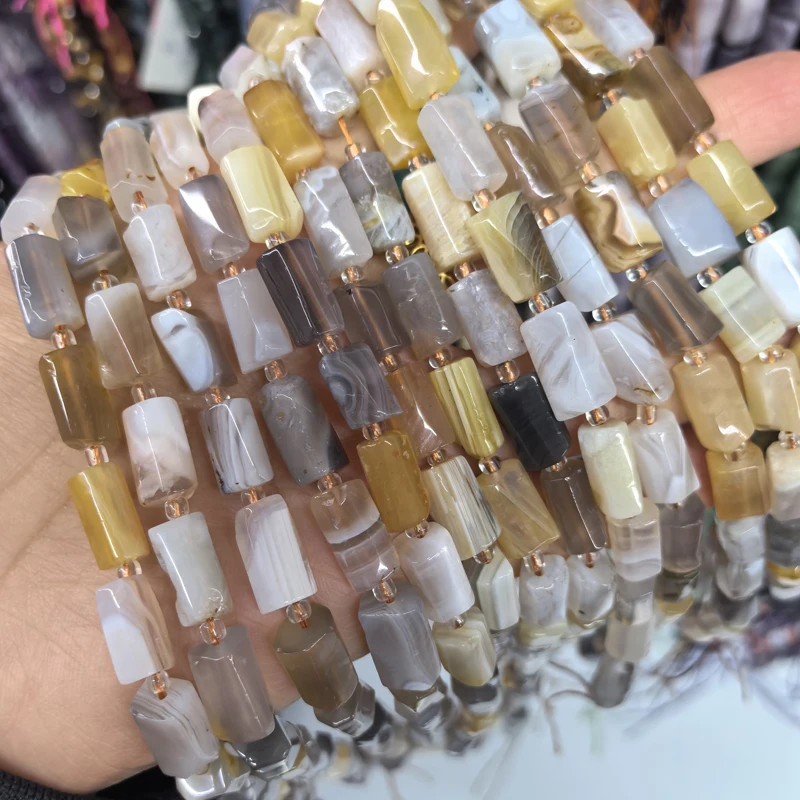 Natural Cylinder Stone Bead Colorful White Jaspers Quartzs Tube Charms Beads For Jewelry Making Diy Bracelets Necklace