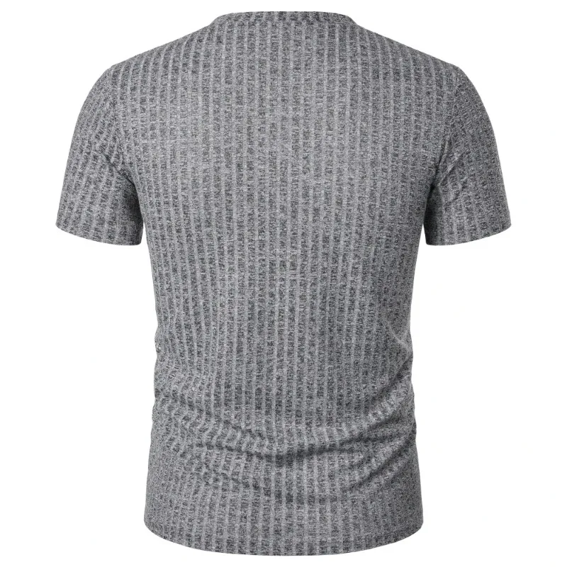 Summer Men's Short Sleeve Muscle T Shirts Stretch V Neck Bodybuilding Lightweight Streetwear Workout Tee Shirts Ribbed Shirt