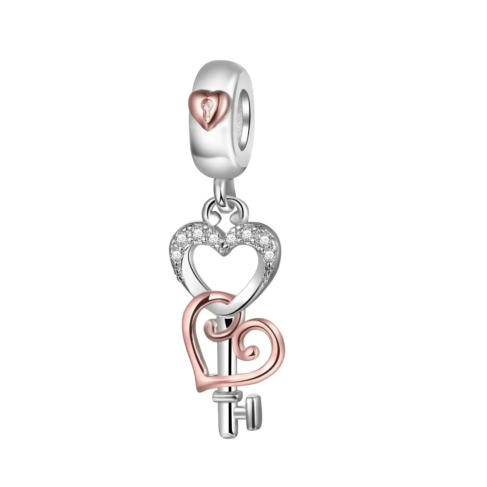 Romantic Tower & Love Lock Key Charms Beads Fit DIY 925Sterling Silver Bracelet Necklace Women Birthday Anniversary Jewelry Gift