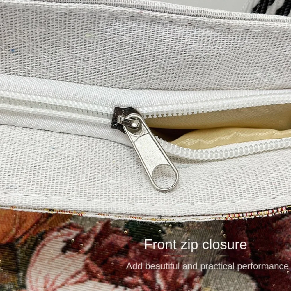 Retro Embroidery Women Handbag Linen Ethnic Style Shoulder Bag Tote Bag