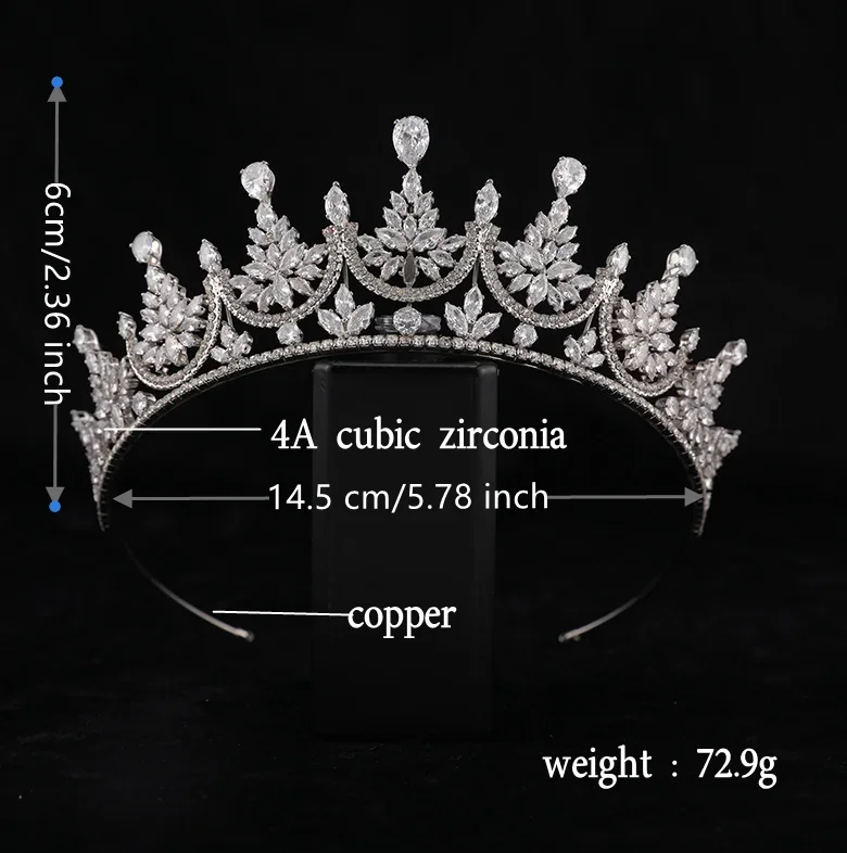 Wedding Crowns For Bride Cubic Zirconia Princess Queen Bridal Tiara Crown For Women Party Prom Wedding Hair Jewelry Headdress